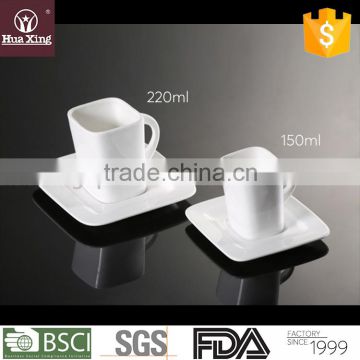 H6697 square style white corundum porcelain 150ml ceramic coffee cup
