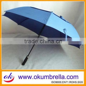 double layers vented golf fiberglass umbrella made in china