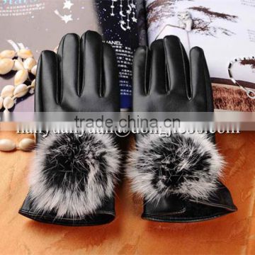 high wear-resisting suede fashion winter fur fingerless leather gloves