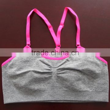 seamless grey melange double layer sexy sports bra