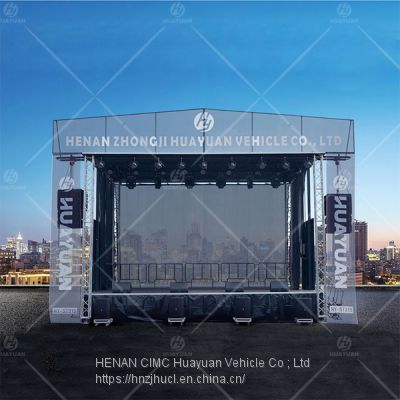 HY-ST315 outdoor towable stage trailer used for live events