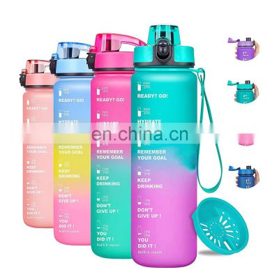 BPA Free & Frosted PETG Plastic 32oz Fitness Sport Gym Water Bottle with Leak Proof Flip Top Lid