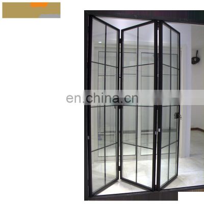 Top Quality Tinted Glass Folding Sliding Doors Security Profile Swing Folding Door French Tempered Glass Door