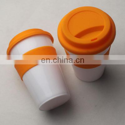 Mug Cup with PE Lid Custom Reusable Cheap Plain White Coffee Mug
