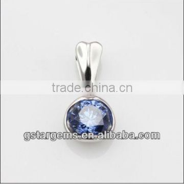925 Sterling Silver Created Tanzanite Rhodium Plated Pendant Gemstone Jewelry Semi Pecious Stone