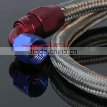90 degree resuable hose end and straight fitting with stainless steel braided hose