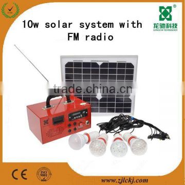 wholesale product 10w solar power system for home with FM radio MP3 and lighting function