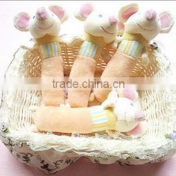whosale baby plush animal hand bell bar toy