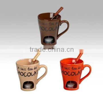glazed color chocolate mug fondue set