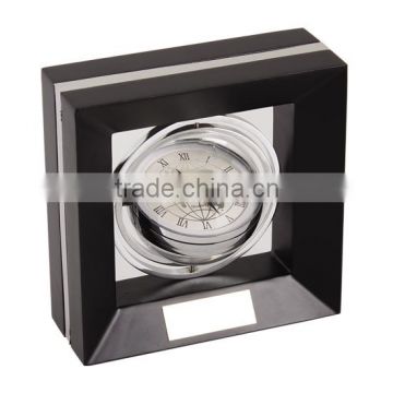 Custom Logo Design Wooden Square Clock For Desktop Souvenirs