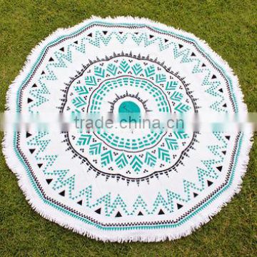 high quality printed round beach towels with tassels