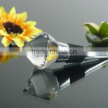 Diamond shape Crystal Glass Top Zinc Hardware Bottle Stopper