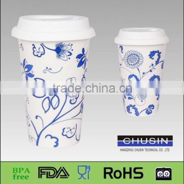 promotional expression coffee cerramic blue and white porcelain Mug