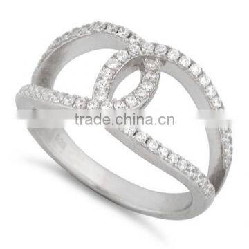 New Style 925 Sterling Silver Tangled Strings Pave CZ Ring