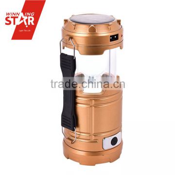 Folding 5+1W LED Solar Rechargeable Lantern, Flashing Light for Camping