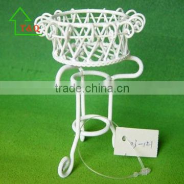 1:12 Scale Dolls House Miniature Furniture White Wire Plant Stand Planter