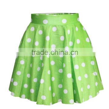 Wholesale Girls Sexy Mini Skirt 3D Print Green Dot TuTu Skirt N13-53