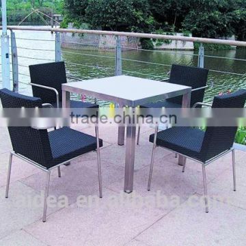 poly rattan furniture high quality stainless Steel furniture table and chair