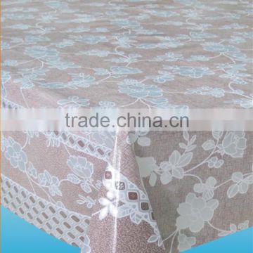 YH-3584 Embossed tablecloth with non-woven/fannel backing (golden/silver grounding)