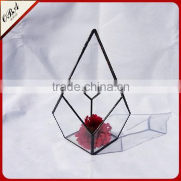 Handmade Four Surface Diamond Shape Air Indoor Plant Glass Terrarium, Decorative Hanging Geometric Glass Container Flower Vase