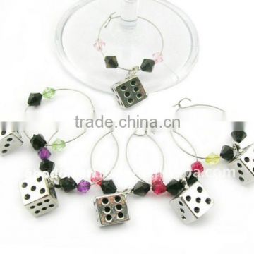 Dice Pieces Souvenir Wine Glass Drink Markers Charm Ring