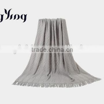 Comfortable and super soft 100% Acrylic grey jacquard crochet blanket