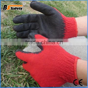 BSSAFETY factory price top latex cotton work gloves from chinese glove manufacturer