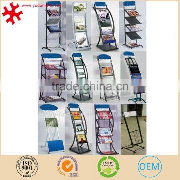 Floor standing metal magazine rack display stand for advertising