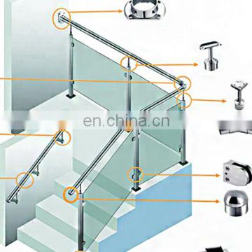 Polished Stainless Steel Double Hanging Glass Support Holder Clamp Glass Clip Staircase Handrail Fittings