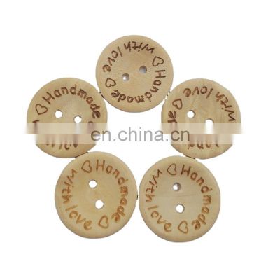 Round Eco-Friendly 2 Hole Custom Wooden Button For Shirt Clothing