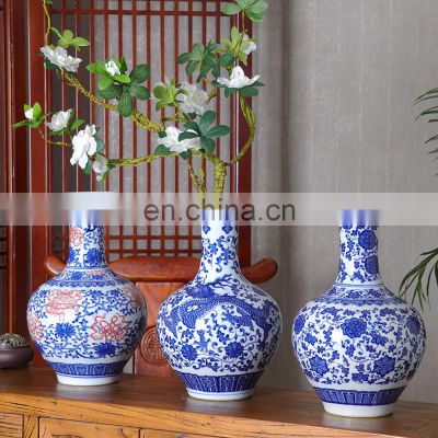 Single flower vase wholesale blue and white color ceramic vase