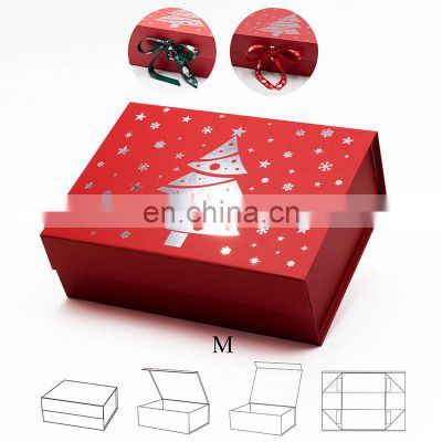 Wholesale rigid custom color foil stamping logo printing Christmas eve gift packaging boxes