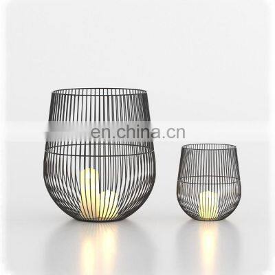 Factory wholesale home decor Black metal wire led candle holder decorative tealight candle holder