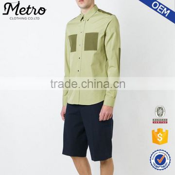 Custom patchwork slim fit dress shirts for man