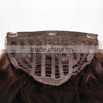 100% best quality fashionable human hair clip in half wig