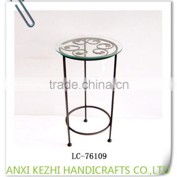 LC-76109 Home Decorative Metal Iron Glass Top Flower Stand