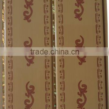 Brown color Printing pvc ceiling & wall panel with shine gold strip G250