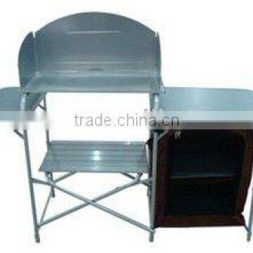 outdoor camping kitchen with folding table