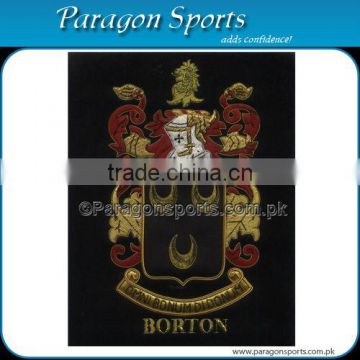 Bullion Wire & Silk Thread Hand Embroidered Family Crest Borton Badge Emblem