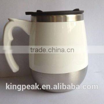 Stainless steel double wall coffee mug/Plastic travel mug with lid