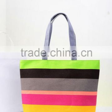 Personalized Embroidery Monogram Stripe Canvas Handbag Tote