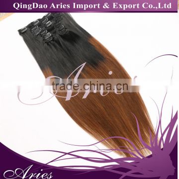 Dye Dip Ombre T colors clip in 100% remy human hair extensions