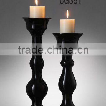 Black Glass Candle Stand for Home Decoration