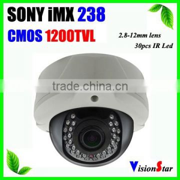 Outdoor IR Dome CCTV Camera 1200TVL Sony IMX238 CMOS Sensor With OSD Menu, 2.8-12mm Lens, WDR function