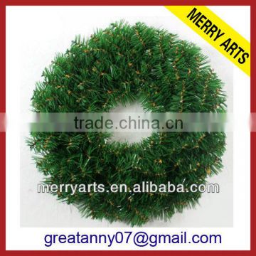 High quality diy green plastic christmas decoration wreaths cheap christmas wreaths 20 inch