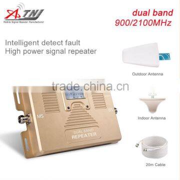 high power DUAL BAND 900/2100mhz repeater, 2G/3G signal booster Intelligent guiding the installation