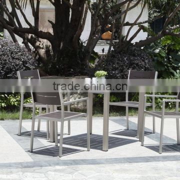 French aluminum outdoor metal set, comfortable chairs and table