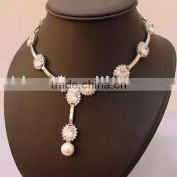 Fashion White CZ Rhodium Plated Necklace