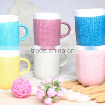 Hot sale ceramic tea cup with embossed