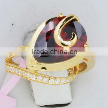 QR259 gemstone wedding finger ring for women,purity&quality ensre 21k gold finger ring with garnet